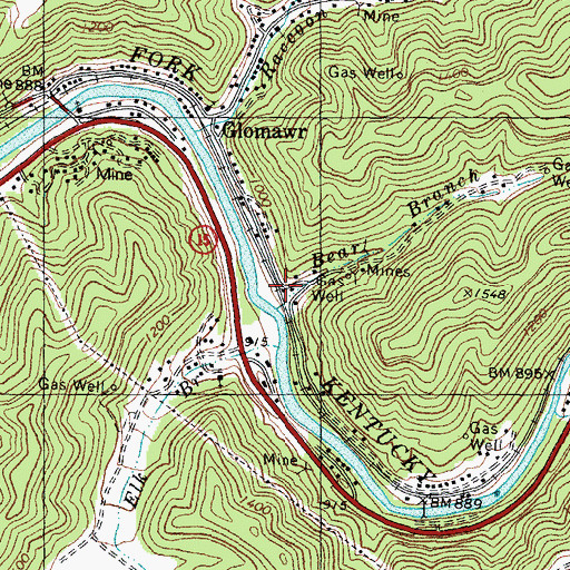 Topographic Map of Edjouet Railroad Station (historical), KY
