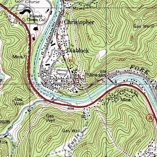 Topographic Map of Diablock Post Office (historical), KY