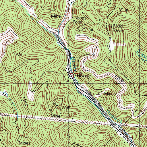 Topographic Map of Stacy Branch Spur Line (historical), KY