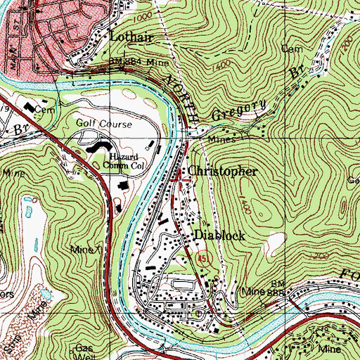 Topographic Map of ECCO Coal Mine, KY