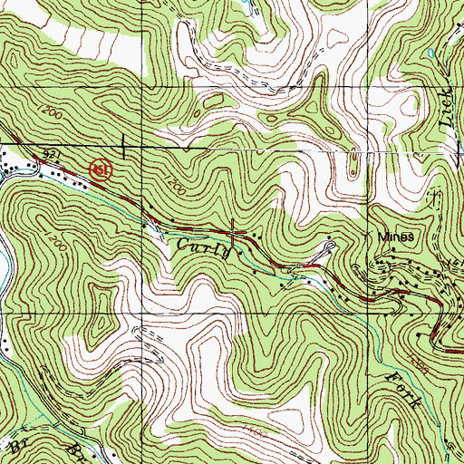 Topographic Map of Curly Fork (historical), KY