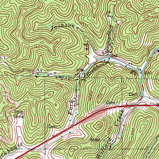 Topographic Map of Bubbyroot Branch, KY