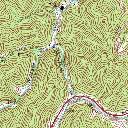 Topographic Map of Hurricane (historical), KY