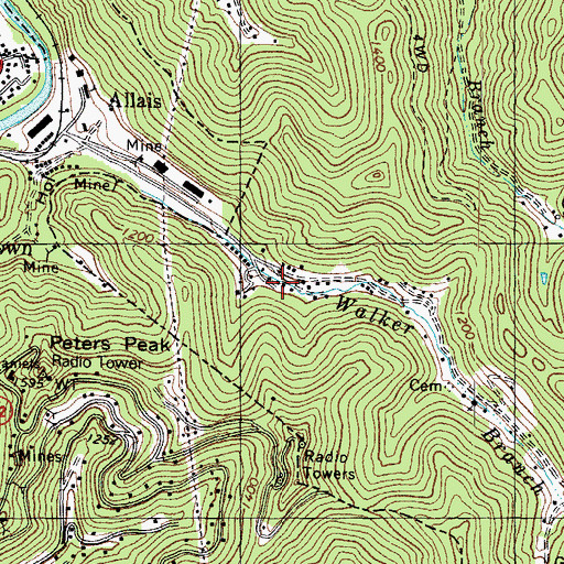 Topographic Map of Walker Branch School (historical), KY