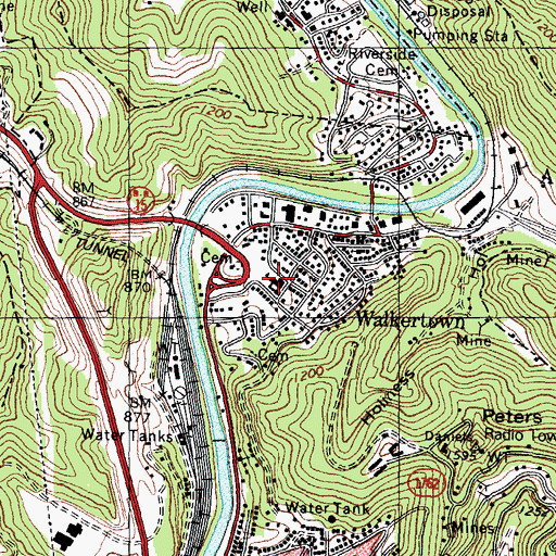 Topographic Map of Walkertown School (historical), KY