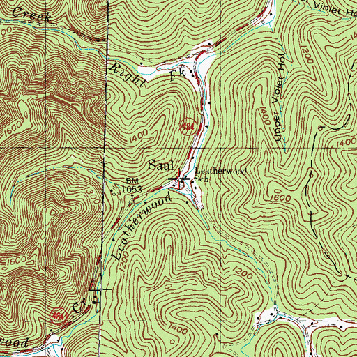 Topographic Map of Leatherwood Church, KY