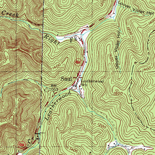 Topographic Map of Lower Leatherwood (historical), KY