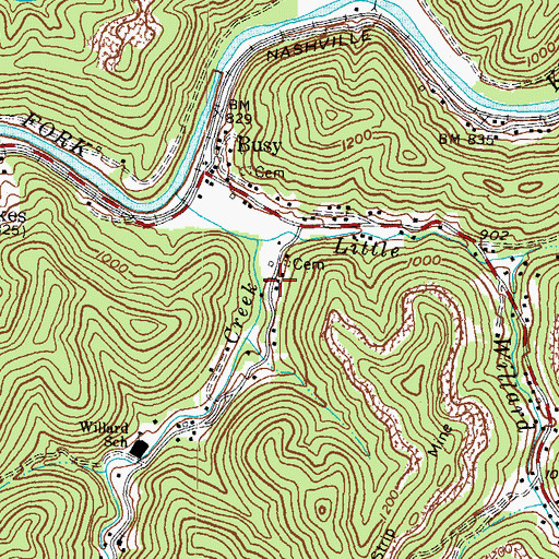 Topographic Map of Baker Post Office (historical), KY