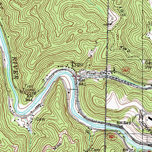 Topographic Map of Typo Post Office (historical), KY