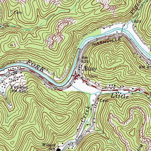 Topographic Map of Conda Railroad Station (historical), KY