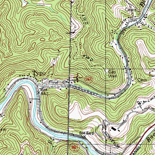 Topographic Map of Typo Chapel, KY