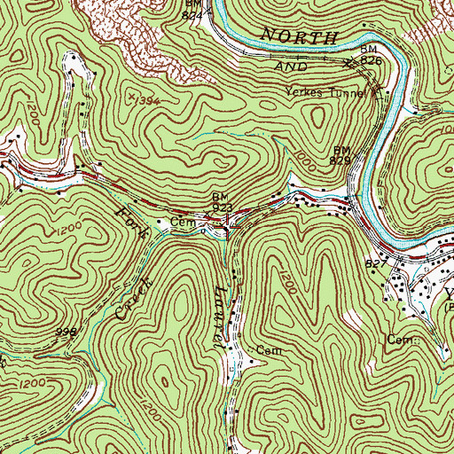 Topographic Map of Forked Mouth School (historical), KY