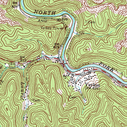 Topographic Map of Yerkes Post Office (historical), KY