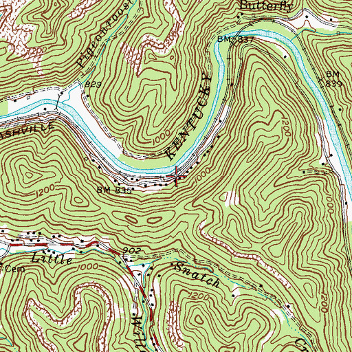 Topographic Map of Leonard Railroad Station (historical), KY