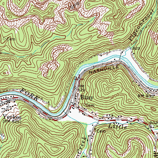 Topographic Map of Dacon Railroad Station (historical), KY