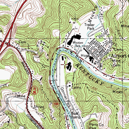 Topographic Map of Combs Bend, KY