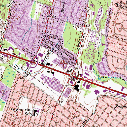 Topographic Map of Paramus Place Shopping Center, NJ