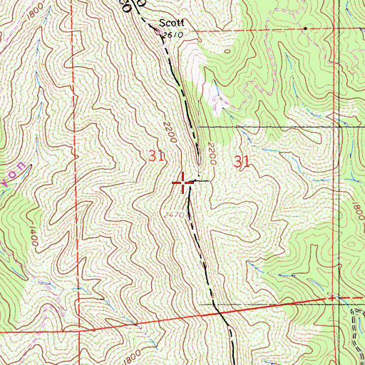 Topographic Map of Rocky Ridge, CA