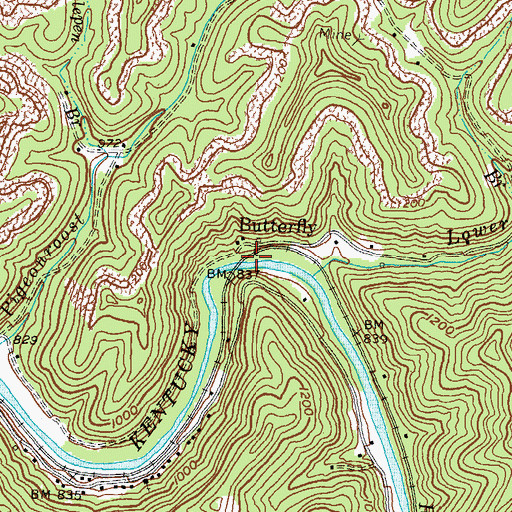 Topographic Map of Butterfly Post Office (historical), KY