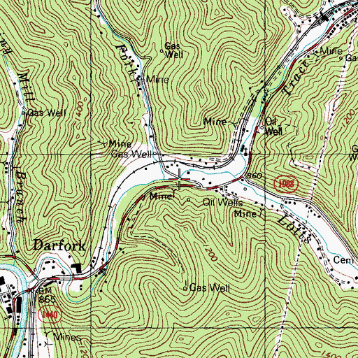 Topographic Map of Darfork Post Office, KY