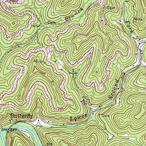 Topographic Map of Flat Gap Branch, KY
