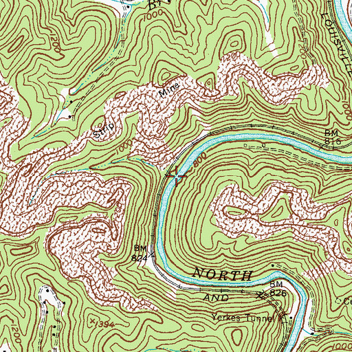 Topographic Map of Cary Branch, KY