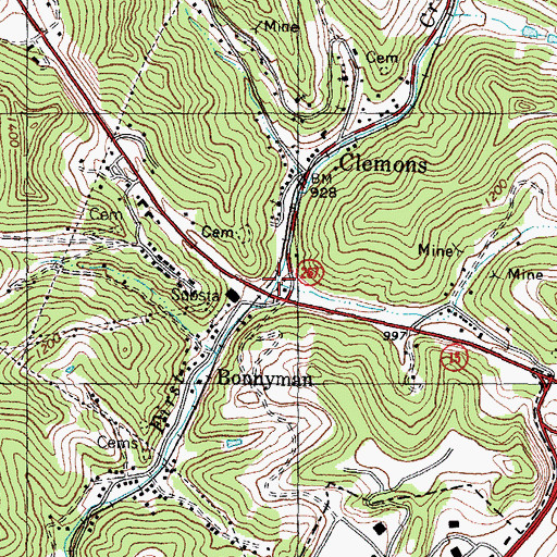 Topographic Map of Crawford Branch, KY