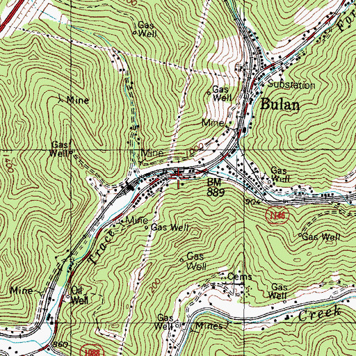 Topographic Map of Duane Railroad Station (historical), KY
