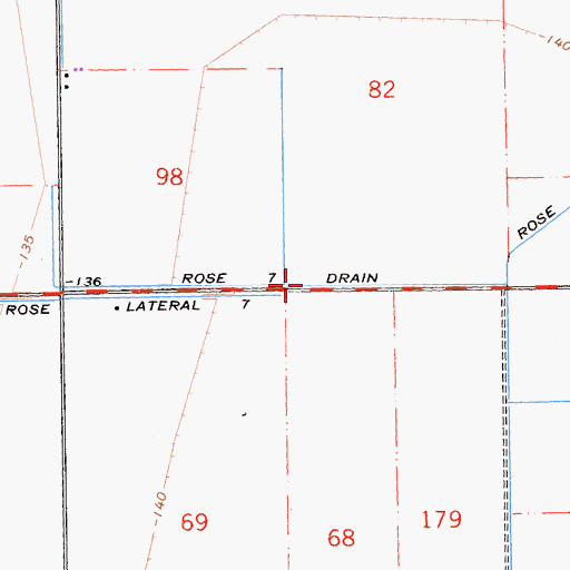 Topographic Map of Rose Seven Drain, CA