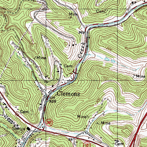 Topographic Map of First Creek School (historical), KY