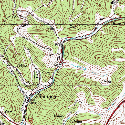 Topographic Map of Peters Cave Branch, KY