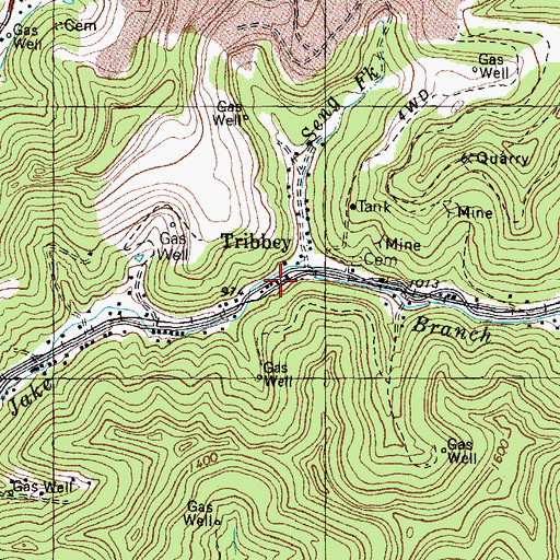 Topographic Map of Tribbey Railroad Station (historical), KY