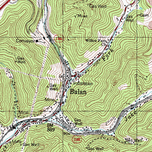 Topographic Map of Godsy Creek, KY