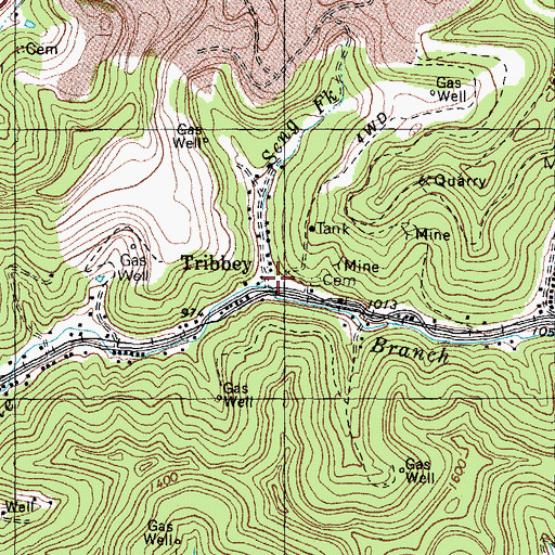 Topographic Map of Tribbey Post Office (historical), KY