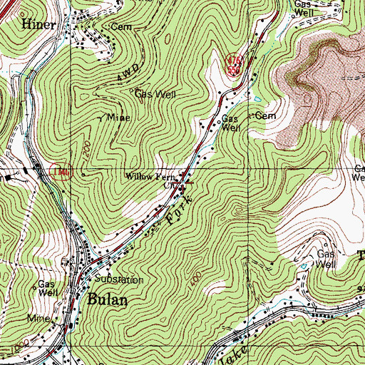 Topographic Map of Bulan Number One Railroad Station (historical), KY