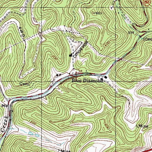 Topographic Map of Diamond Railroad Station (historical), KY