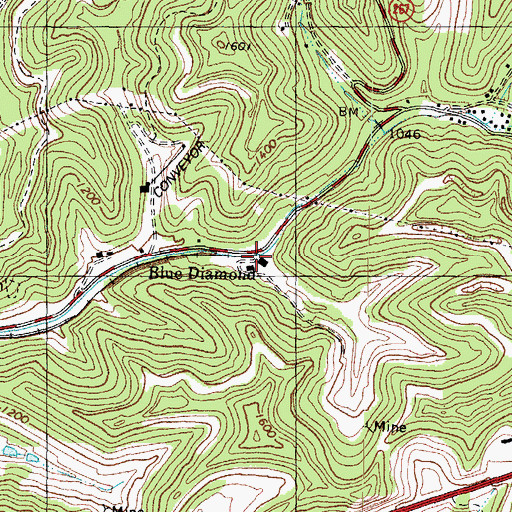 Topographic Map of Blue Diamond Post Office (historical), KY