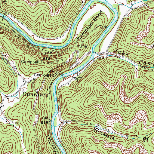 Topographic Map of Dunraven School (historical), KY