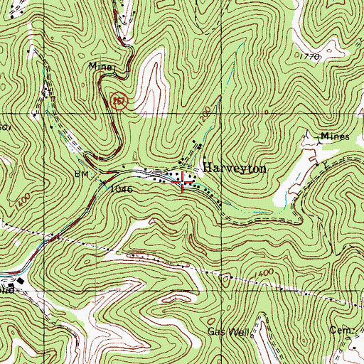 Topographic Map of Andy Camp Branch, KY