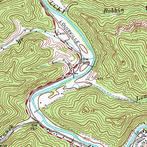 Topographic Map of Perritt Railroad Station (historical), KY