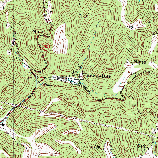 Topographic Map of Harveyton Post Office (historical), KY