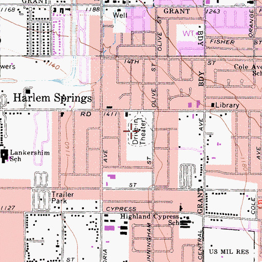 Topographic Map of Baseline Drive-In (historical), CA