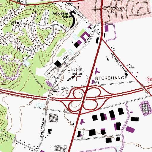 Topographic Map of Century's 110 Drive-In (historical), NY