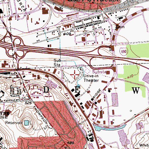 Topographic Map of Dewitt Drive-In (historical), NY