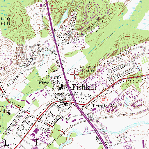 Topographic Map of Fishkill Drive-In (historical), NY