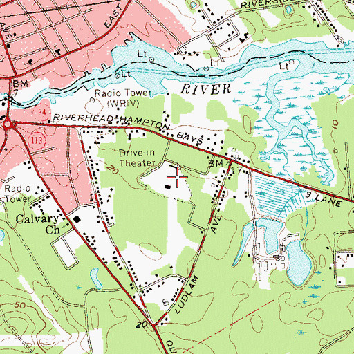 Topographic Map of Flanders Drive-In (historical), NY