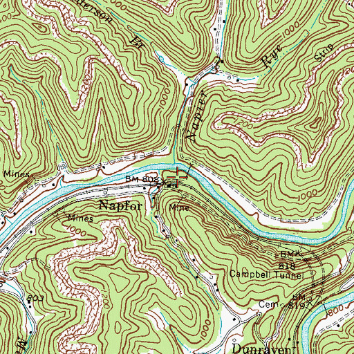 Topographic Map of Napfor Railroad Station (historical), KY