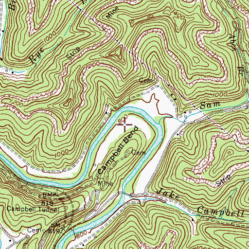 Topographic Map of Campbell (historical), KY