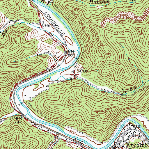 Topographic Map of Lead Branch (historical), KY