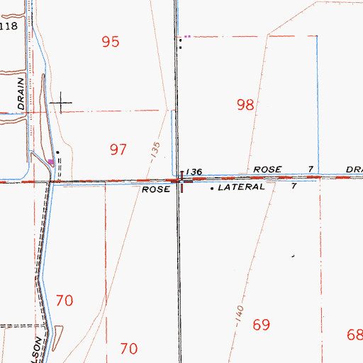 Topographic Map of Rose Lateral Seven, CA